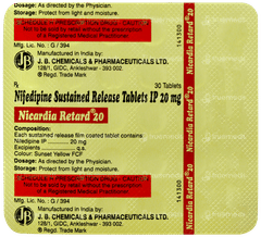 Nicardia Retard 20 Tablet 30