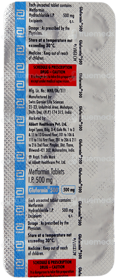 Gluformin 500 Tablet 10 Gluformin 500 Tablet 10