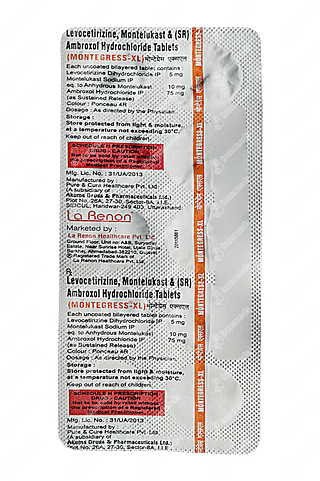 Montegress Xl 5/10/75 MG Tablet Sr 10