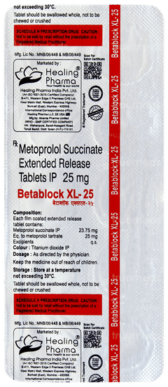 Betablock Xl 25 Tablet 10 Betablock Xl 25 Tablet 10