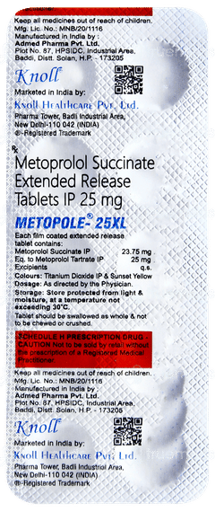 Metopole 25xl Tablet 10 Metopole 25xl Tablet 10