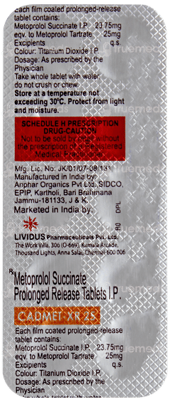 Cadmet Xr 25 Tablet 10