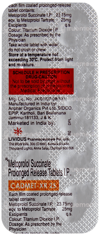 Cadmet Xr 25 Tablet 10