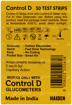 Control D Blood Glucose Test Strips 50