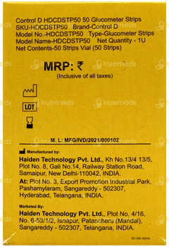 Control D Blood Glucose Test Strips 50