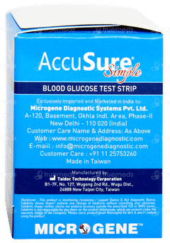 Accusure Simple Blood Glucose Test Strips 25
