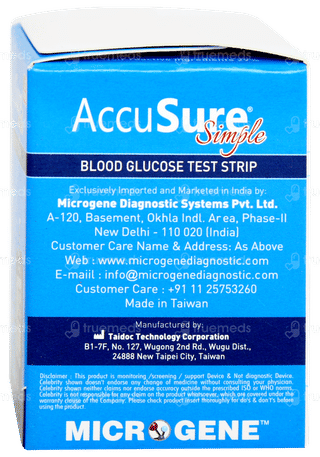 Accusure Simple Blood Glucose Test Strips 25