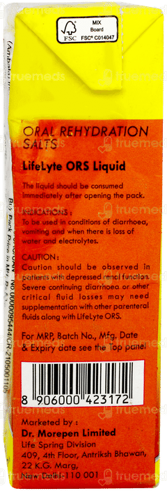 Dr Morepen Life Lyte Ors Orange Flavour Ready To Drink 200ml