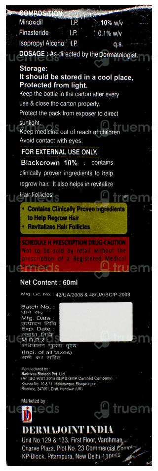 Blackcrown 10% Alcohol Free Solution 60Ml
