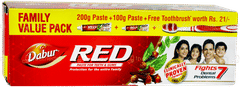 Dabur Red Toothpaste 200gm + 100gm + Free Toothbrush