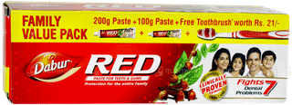 Dabur Red Toothpaste 200gm + 100gm + Free Toothbrush