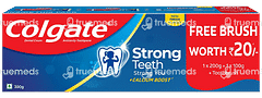 Colgate Strong Teeth Toothpaste 200g + 100g With Free Toothbrush
