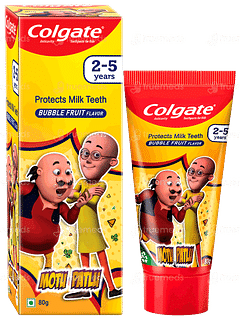 Colgate Kids 2 To 5 Years Motu Patlu Bubble Fruit Flavour Toothpaste 80gm