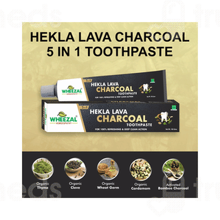 Wheezal Hekla Lava Charcoal 5 In 1 Toothpaste 100Gm