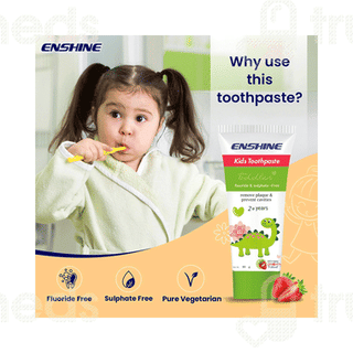 Enshine Kids Strawberry Flavour 2 Plus Years Toothpaste 80 GM