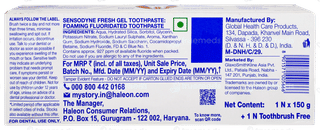 Sensodyne Fresh Gel Toothpaste 150gm With Free Toothbrush 1