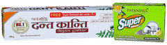 Patanjali Dant Kanti Natural Tooth Paste 100Gm With Super Dishwash Bar 70Gm Free