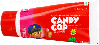 Candy Cop Bubblegum Flavour Foaming Fluoridated Toothpaste 70gm With Paediatric Toothbrush Free
