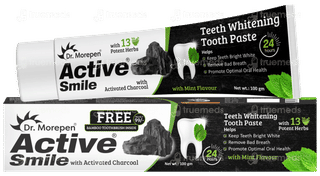 Dr Morepen Active Smile Herbal Toothpaste 100gm With Bamboo Toothbrush Free