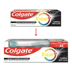 Colgate Total 12 Charcoal Deep Clean Anticavity Toothpaste 150gm With 1 Premium Toothbrush
