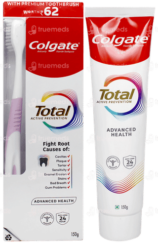 Colgate Total Active Prevention Charcoal Deep Clean Anticavity Toothpaste 150gm With Premium Toothbrush Free