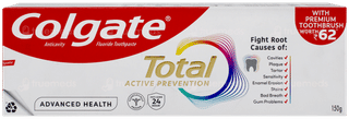 Colgate Total Active Prevention Charcoal Deep Clean Anticavity Toothpaste 150gm With Premium Toothbrush Free