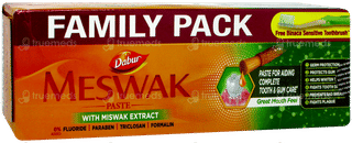 Dabur Meswak Toothpaste 200gm + 100gm With Binaca Sensitive Toothbrush Free