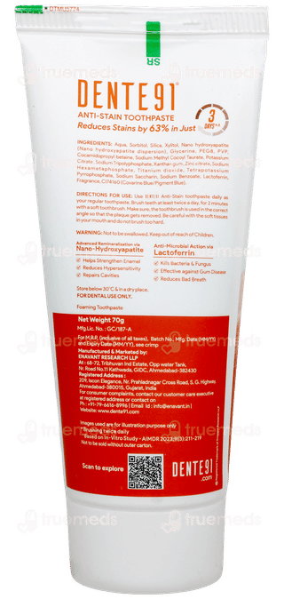 Dente 91 Anti Stain Expert Cool Mint Toothpaste 70Gm