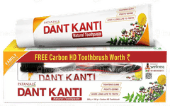 Patanjali Dant Kanti Natural Toothpaste 200Gm + 100Gm With Toothbrush Free
