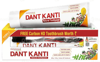 Patanjali Dant Kanti Natural Toothpaste 200Gm + 100Gm With Toothbrush Free