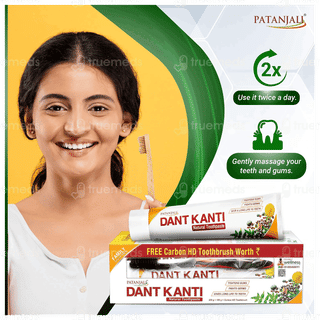 Patanjali Dant Kanti Natural Toothpaste 200Gm + 100Gm With Toothbrush Free