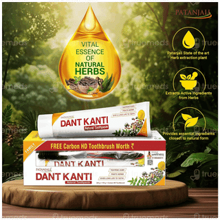 Patanjali Dant Kanti Natural Toothpaste 200Gm + 100Gm With Toothbrush Free