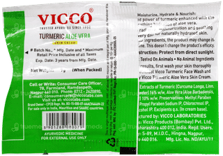 Vicco Vajradanti Paste 100 With Turmeric Aloe Vera Skin Cream 7Gm Free