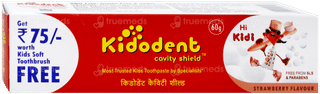 Kidodent Cavity Shield Strawberry Flavour Toothpaste 60Gm With Kids Soft Tootbrush Free