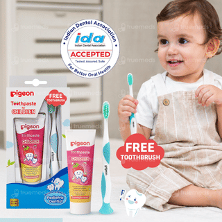 Pigeon Strawberry Flavour Toothpaste For Children 45Gm With Toothbrush Free