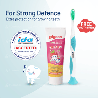 Pigeon Strawberry Flavour Toothpaste For Children 45Gm With Toothbrush Free