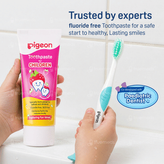 Pigeon Strawberry Flavour Toothpaste For Children 45Gm With Toothbrush Free