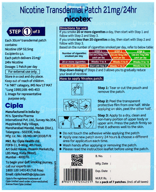 Nicotex 21Mg Nicotine Transdermal Patch 7