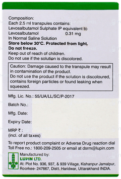 Salbair Neb 0.31 2.5ml Pack Of 5 Transpules