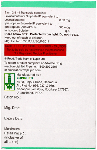 Salbair I Neb 0.63Mg 2.5Ml Pack Of 5 Transpules