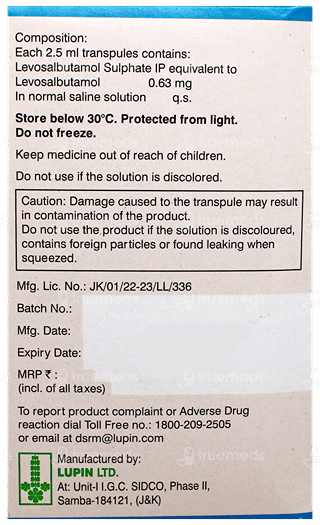 Salbair Neb 0.63Mg 2.5Ml Pack Of 5 Transpules