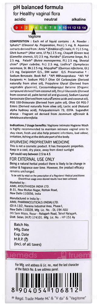 Ayouthveda Vagitone Intimate Hygiene Wash 180ml