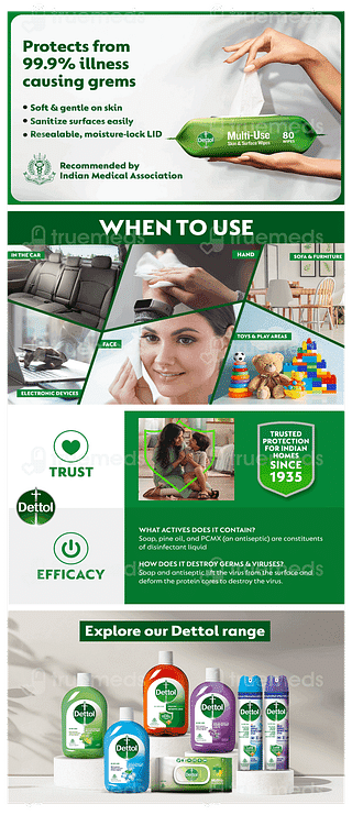 Dettol Original Multi Use Skin & Surface Wipes 80