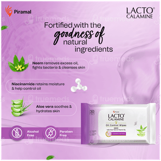Lacto Calamine Neem,aloe Vera & Vitamin B3 Oil Control Wipes 30