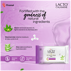 Lacto Calamine Neem,Aloe Vera & Vitamin B3 Oil Control Wipes 30