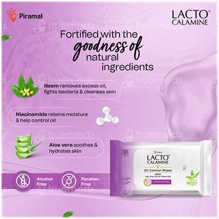 Lacto Calamine Neem,Aloe Vera & Vitamin B3 Oil Control Wipes 30