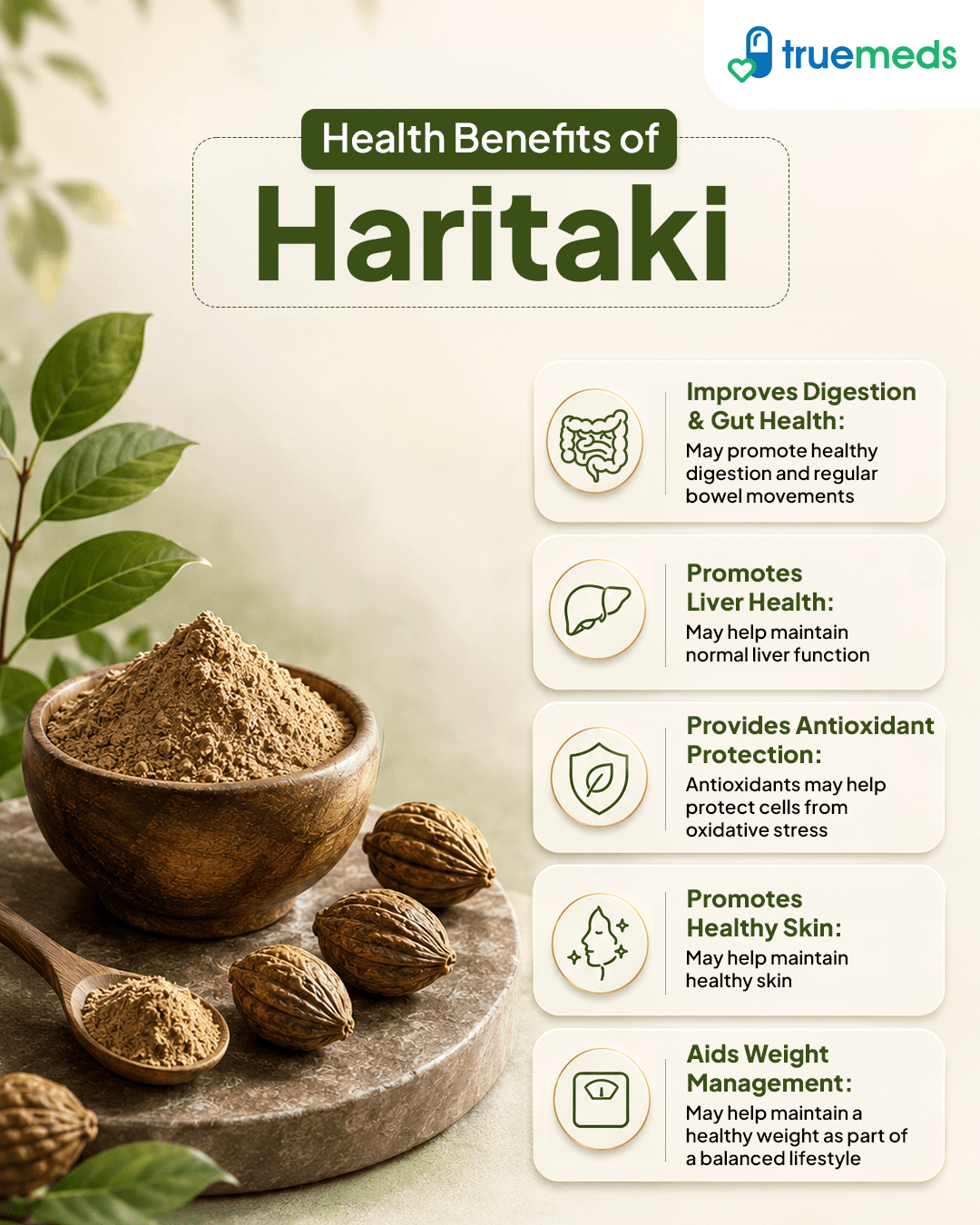 Health benefits of Haritaki for digestion liver health antioxidant protection healthy skin and weight management