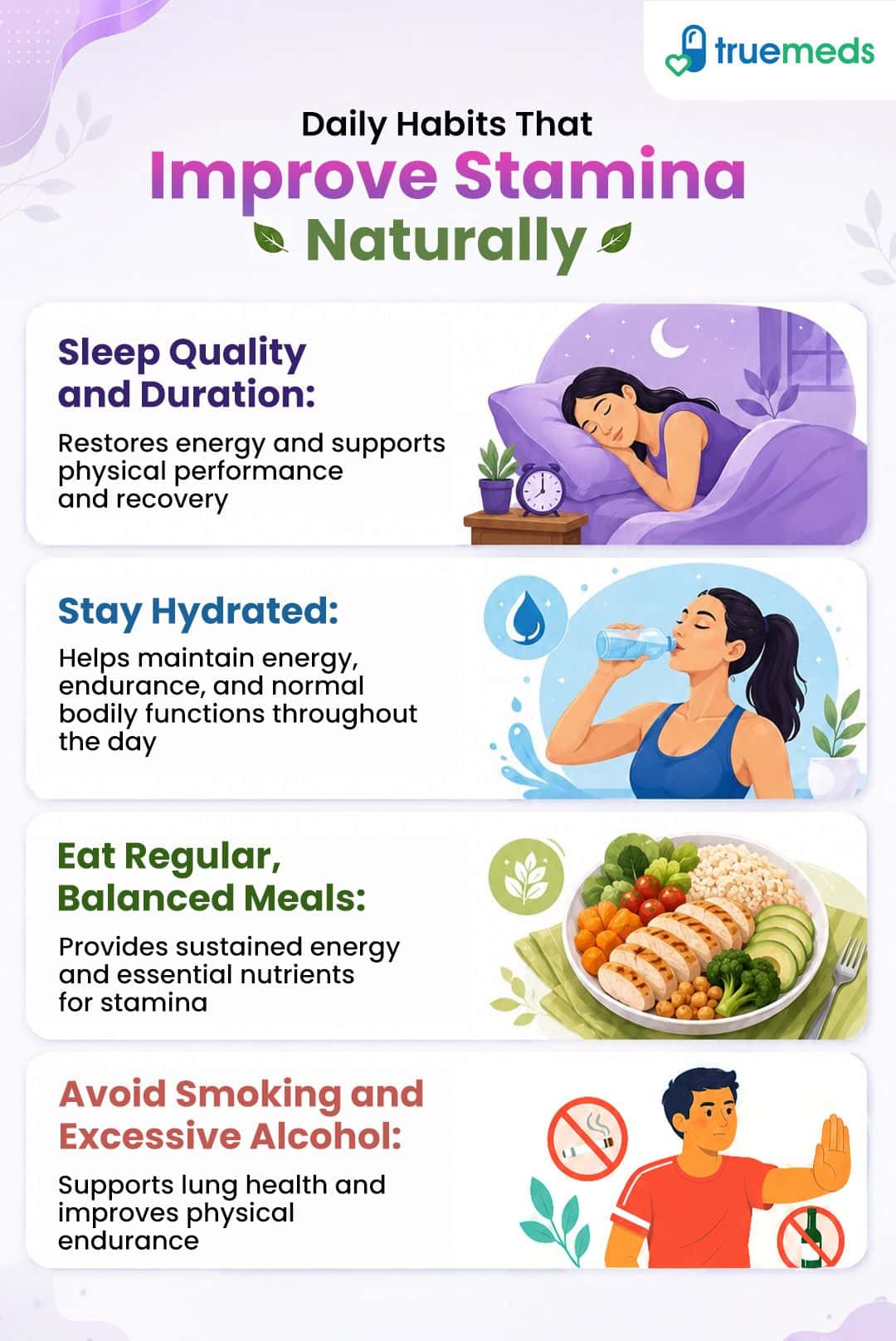 How to improve stamina naturally with quality sleep hydration balanced meals and healthy lifestyle habits