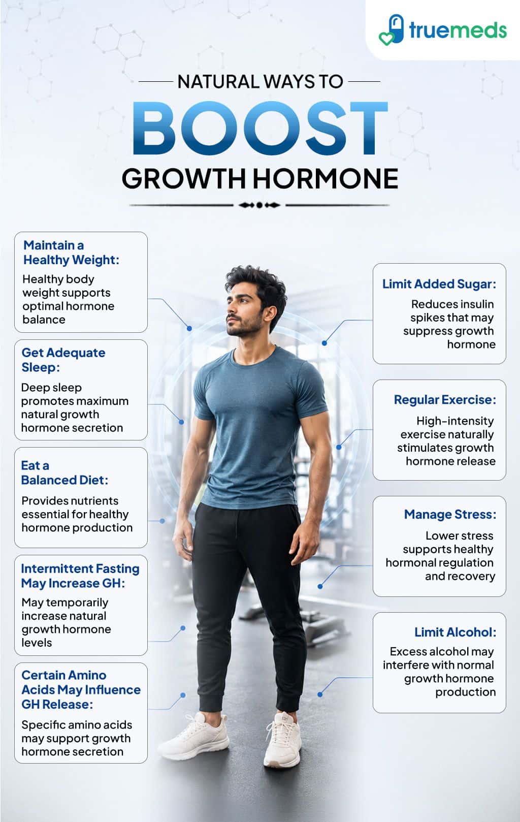 Natural ways to boost growth hormone including exercise adequate sleep balanced diet healthy weight stress management and limiting sugar